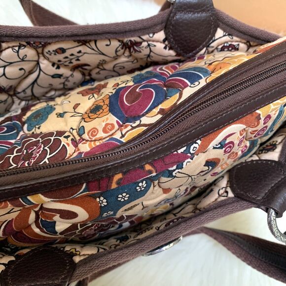 BRIGHTON Multicolor Floral Heart-Quilted Stitched Cotton Canvas Satchel - Picture 7 of 16